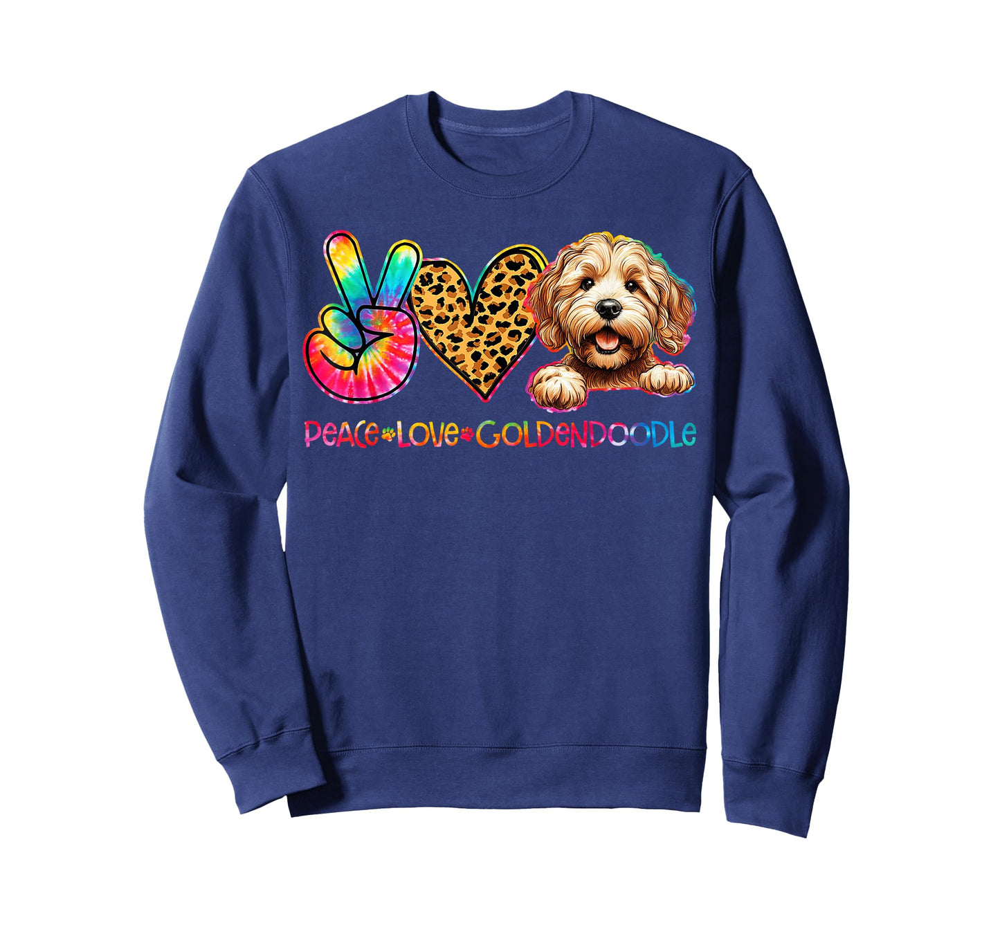 Peace Love Goldendoodle Tie Dye Dog Lover T-Shirt