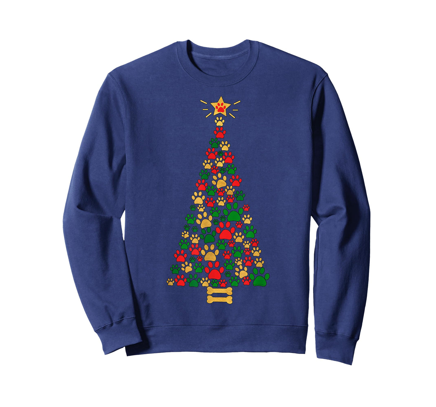 Dog Lovers Cute and Funny Dog Paws Prints Tree Christmas T-Shirt