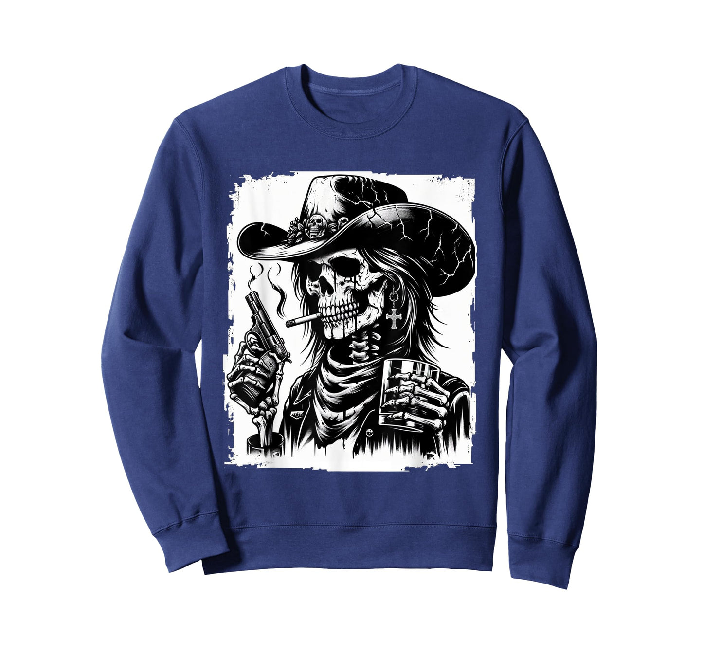 Rustic Skeleton Cowgirl Grunge Goth Skull Art Western Gothic T-Shirt