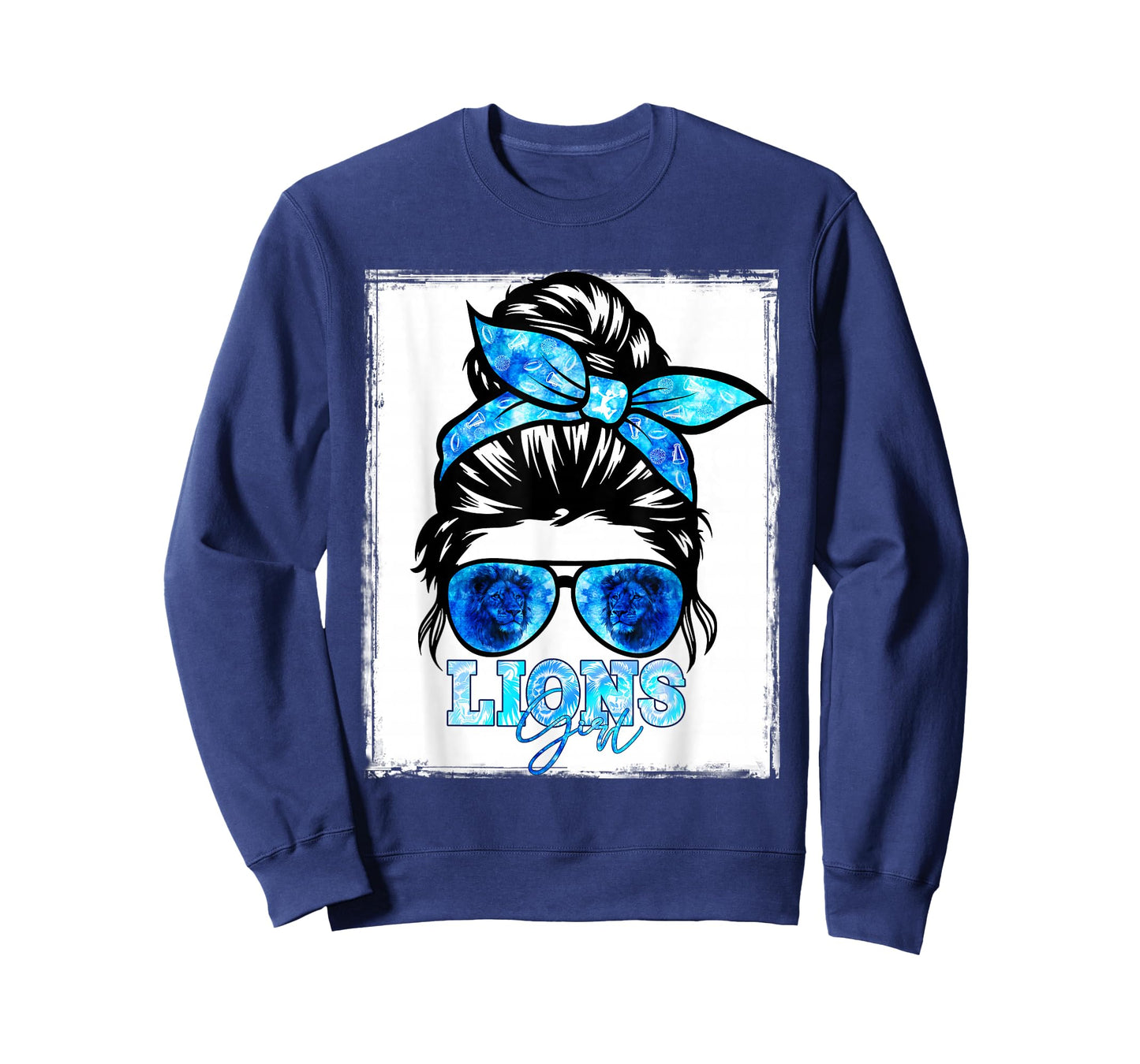 Retro Lion Girl Messy Bun Sports Team Matching Outfit T-Shirt