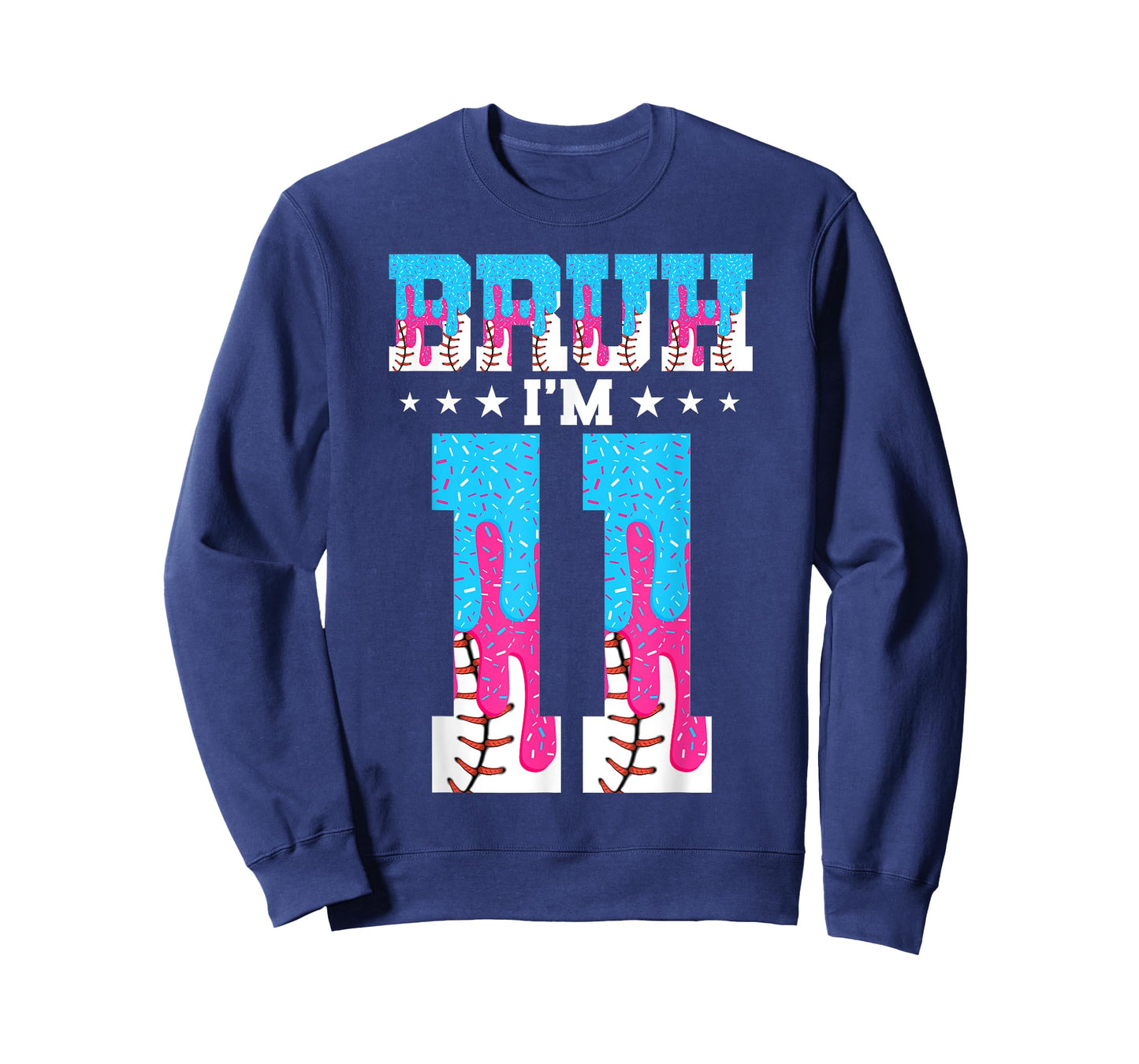 Bruh 11th Birthday Boy Baseball Ice Cream Drip 11 Year Old T-Shirt