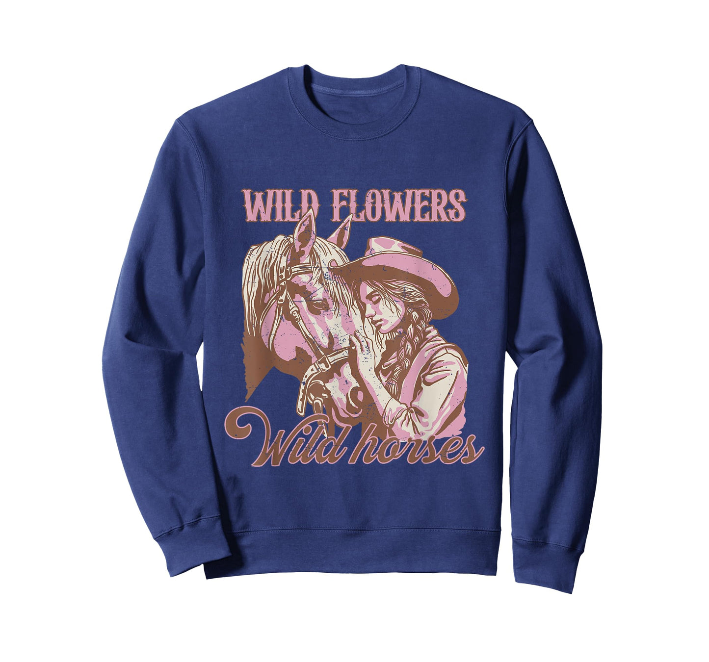 Cowgirl With Horse Wild Flowers Wild Horses Western Vintage T-Shirt