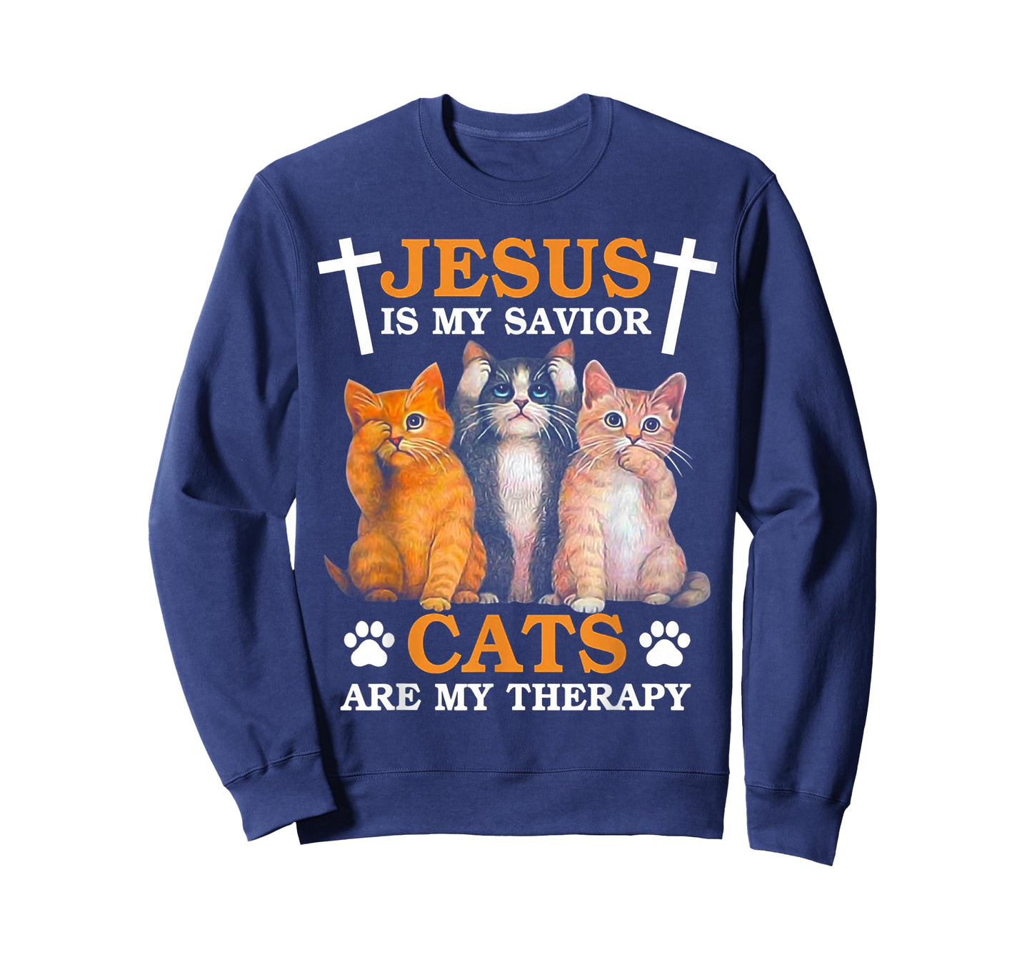 Jesus is my savior Cats are my therapy T-Shirt