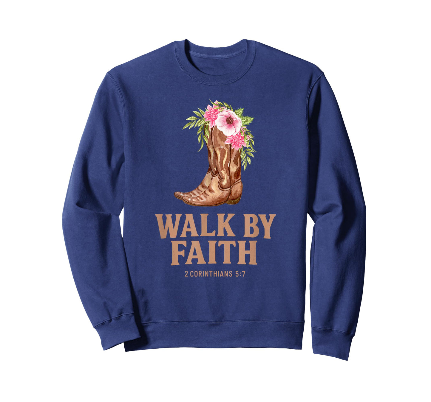 Christian Floral Cowgirl Boots "WALK BY FAITH" T-Shirt