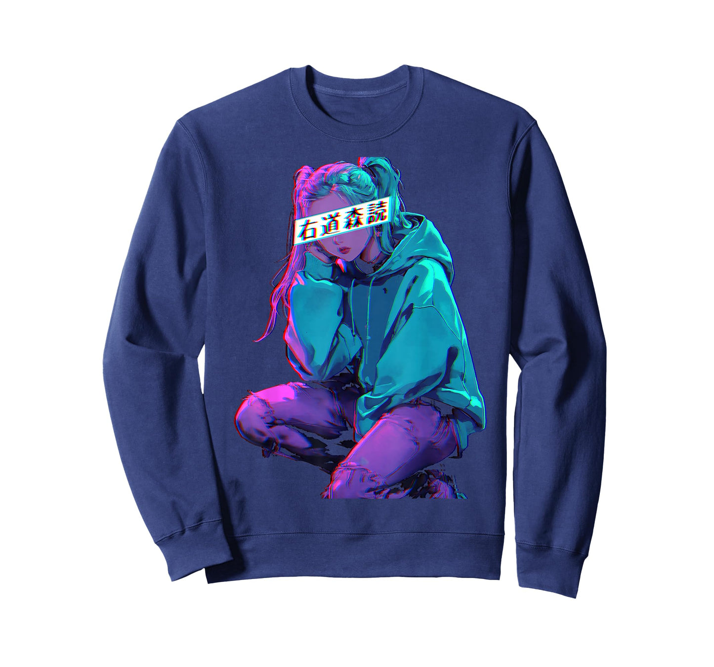 Anime Girl Vaporwave Aesthetic Glitch Art Manga Style T-Shirt