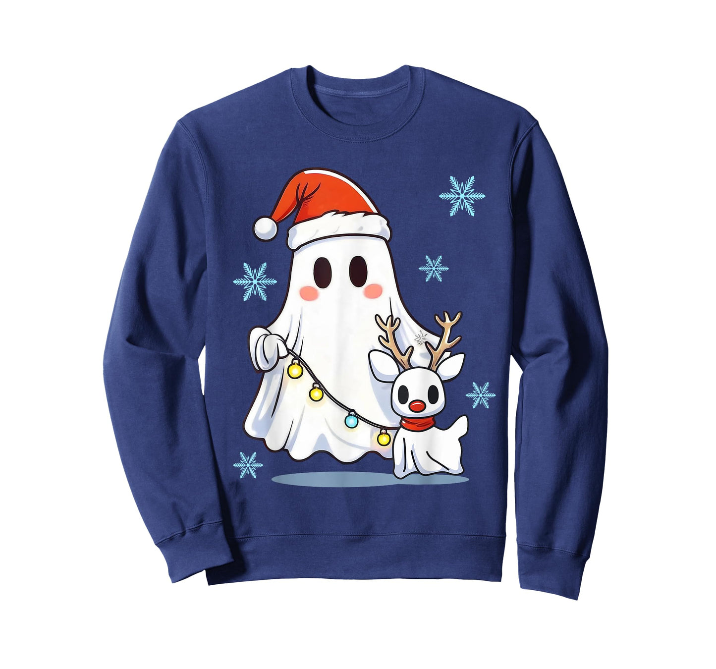 Cute Santa Ghost Walking Dog Christmas Dog Lover Pajamas T-Shirt for Men Women Kids