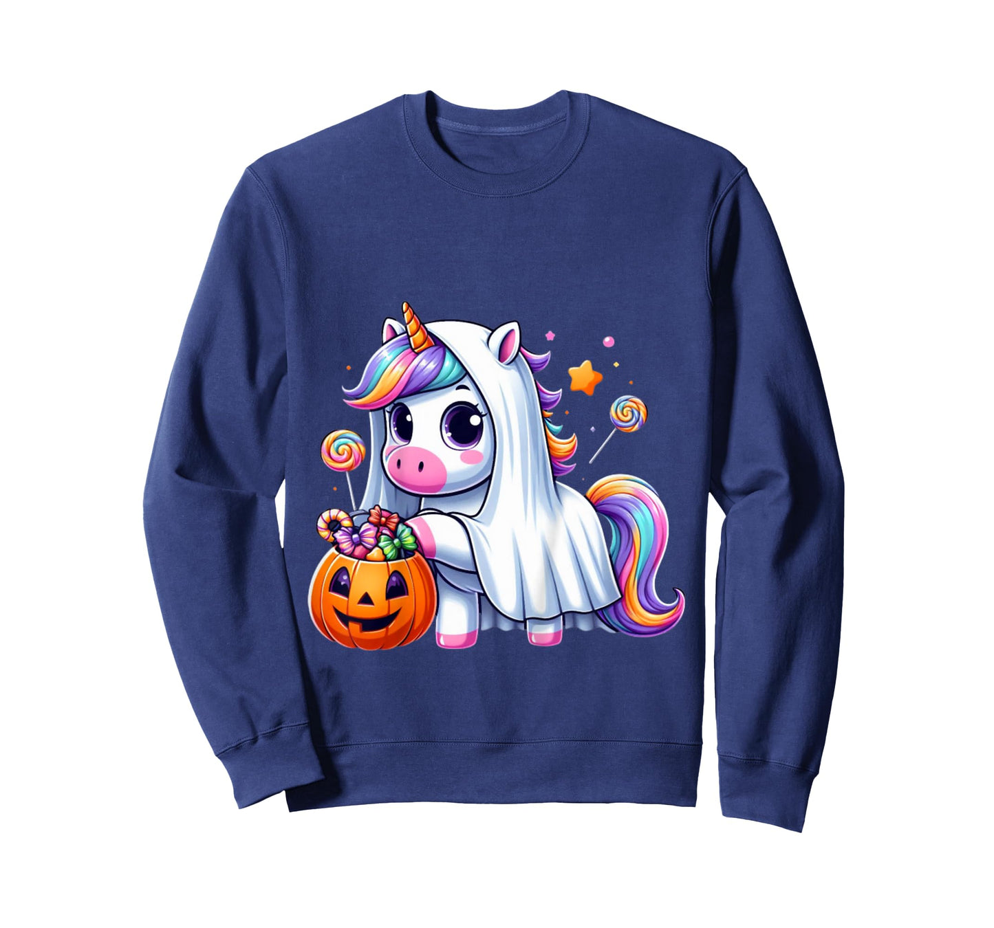 Cute Unicorn Ghost Costume Halloween Candy T-Shirt