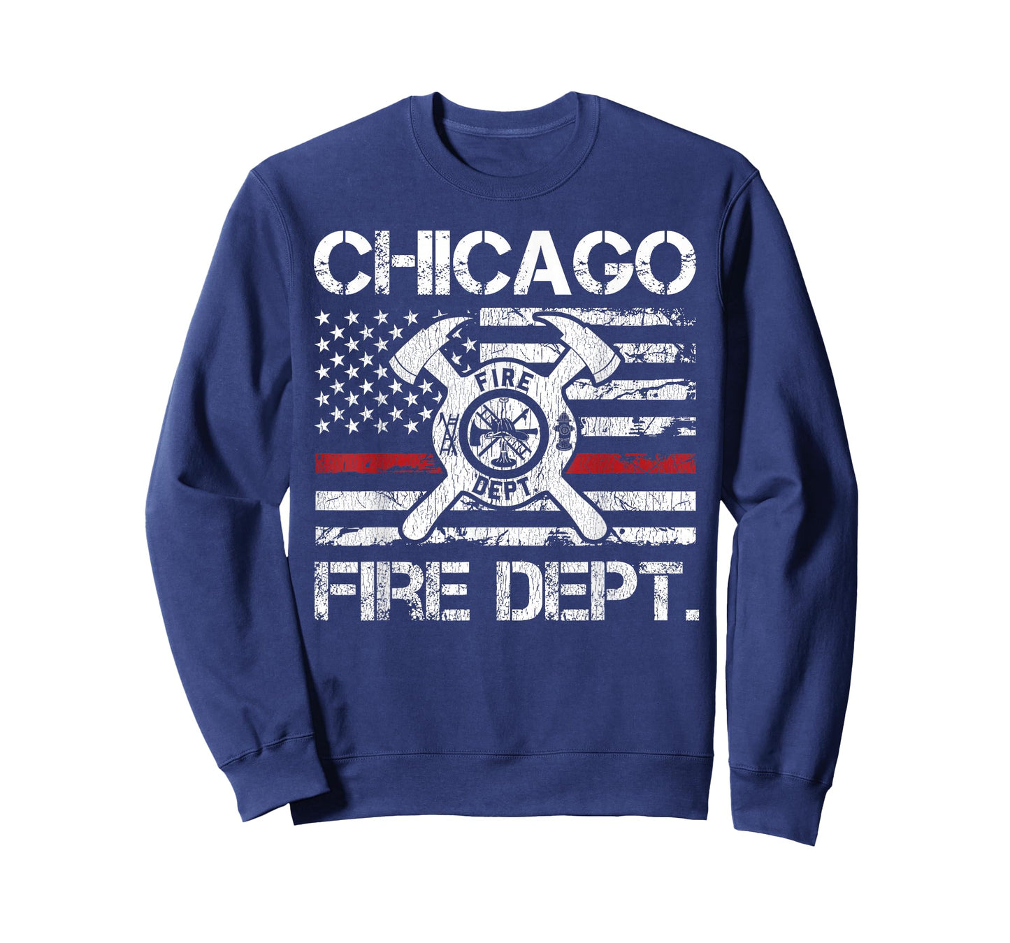 Chicago Illinois Fire Department Thin Red Line Fireman T-Shirt