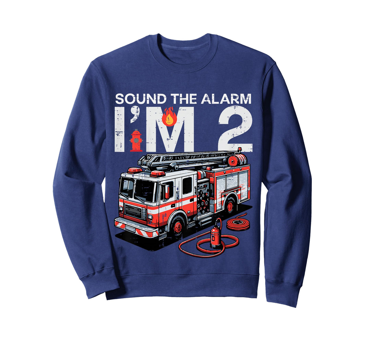 Kids Sound The Alarm Im 2 Fire Truck 2nd Year Birthday Boys Kids T-Shirt