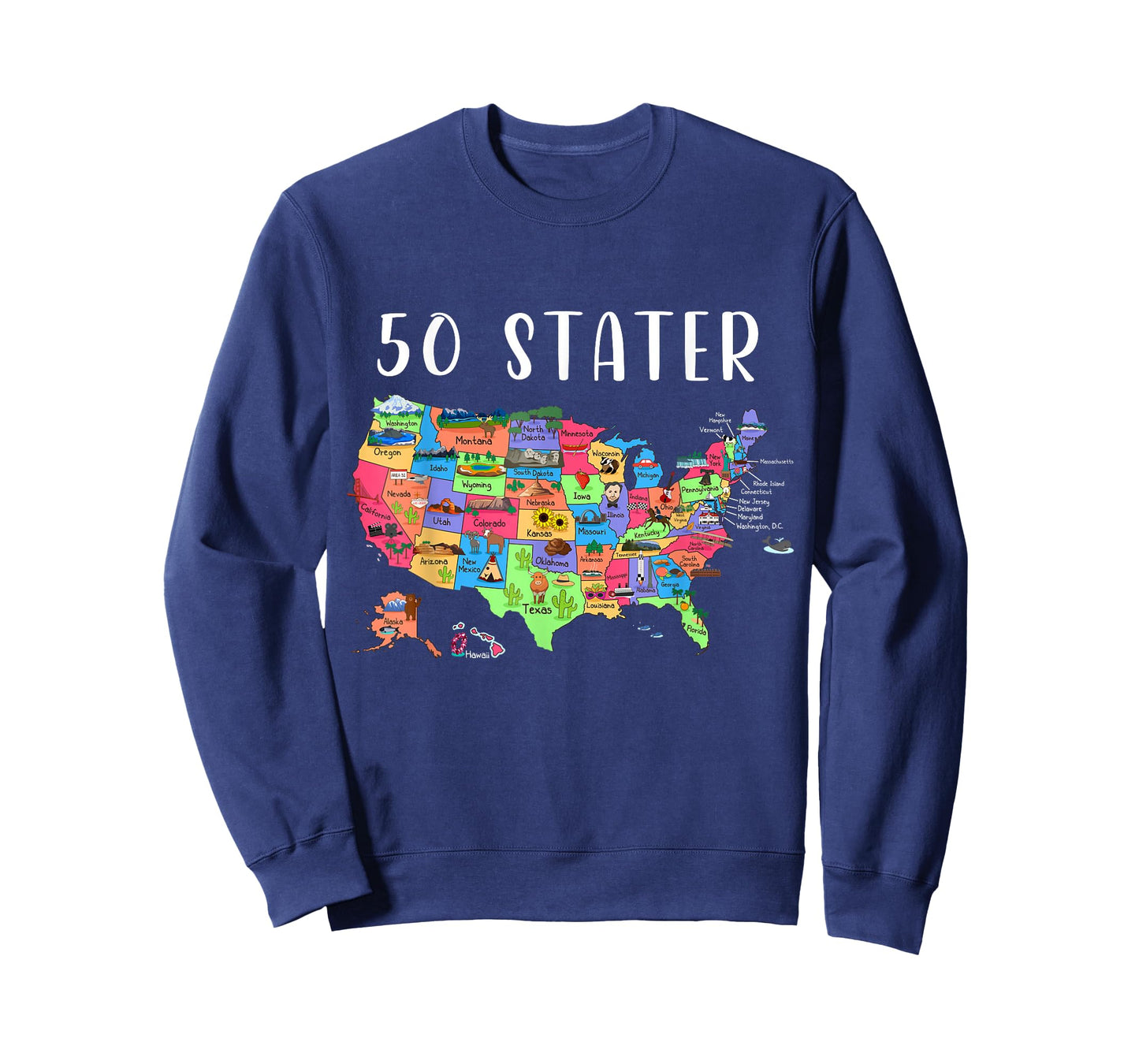 ALL50CLUB USA Travel Gift Visit 50 States Map T-Shirt, Black