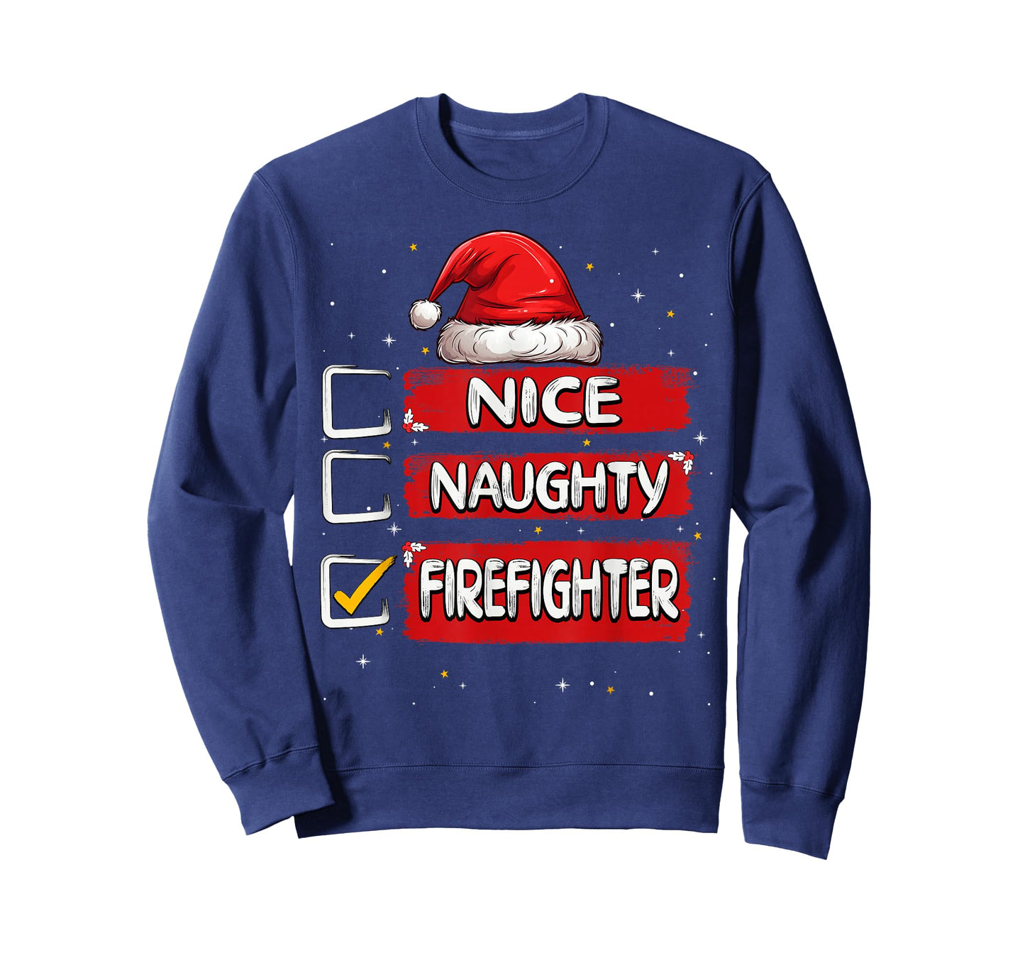 Nice Naughty Firefighter Christmas List Santa Claus T-Shirt