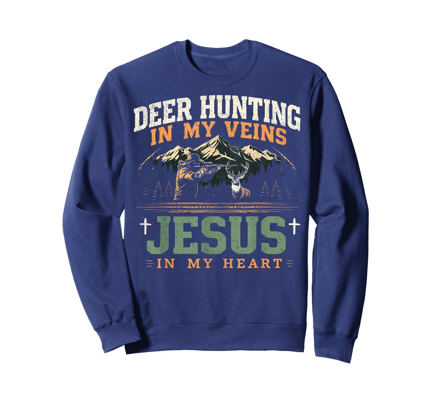 Deer Hunting In My Veins Jesus in My Heart Funny Christian T-Shirt