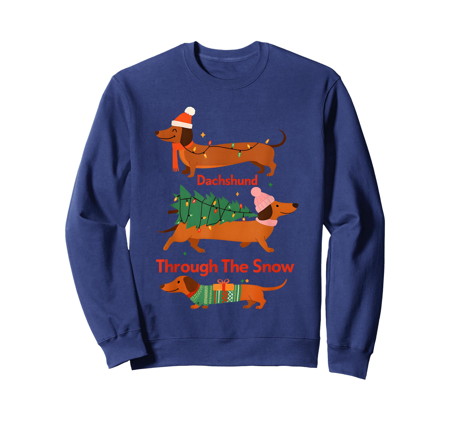 Funny Dachshund Through The Snow Cute Christmas T-Shirt