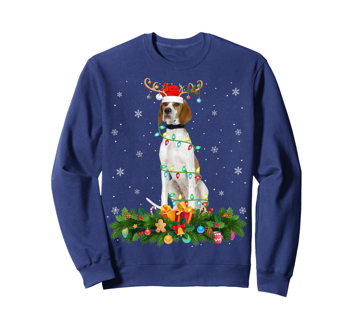 English Pointer Lover Reindeer Hat English Pointer Christmas T-Shirt