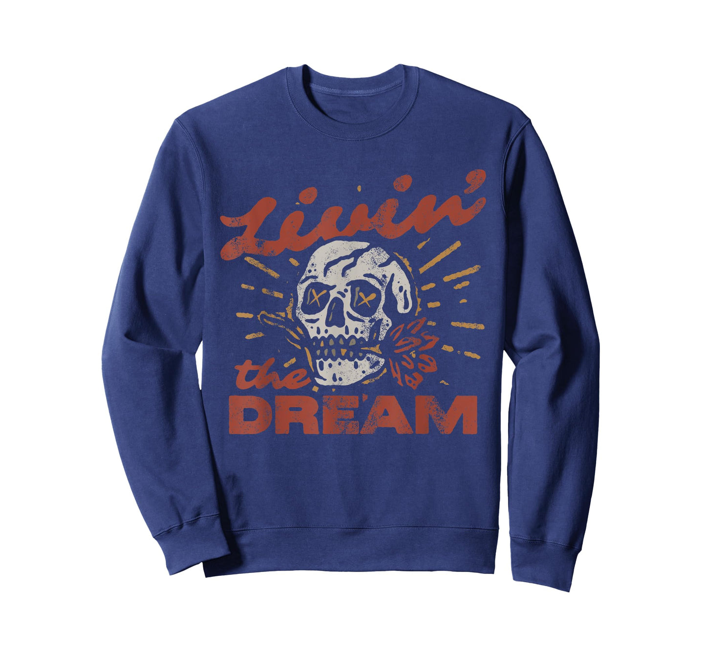 Funny Livin' The Dream Vintage Skull Retro for Men Women T-Shirt