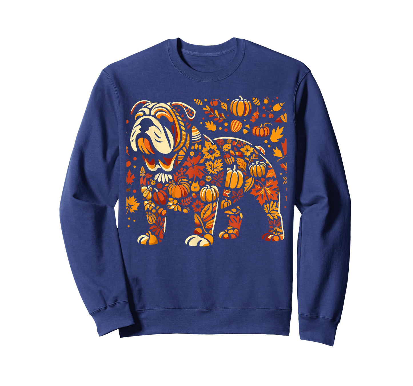 Autumn Pumpkin Fall English Bulldog Thanksgiving Womens Mens T-Shirt