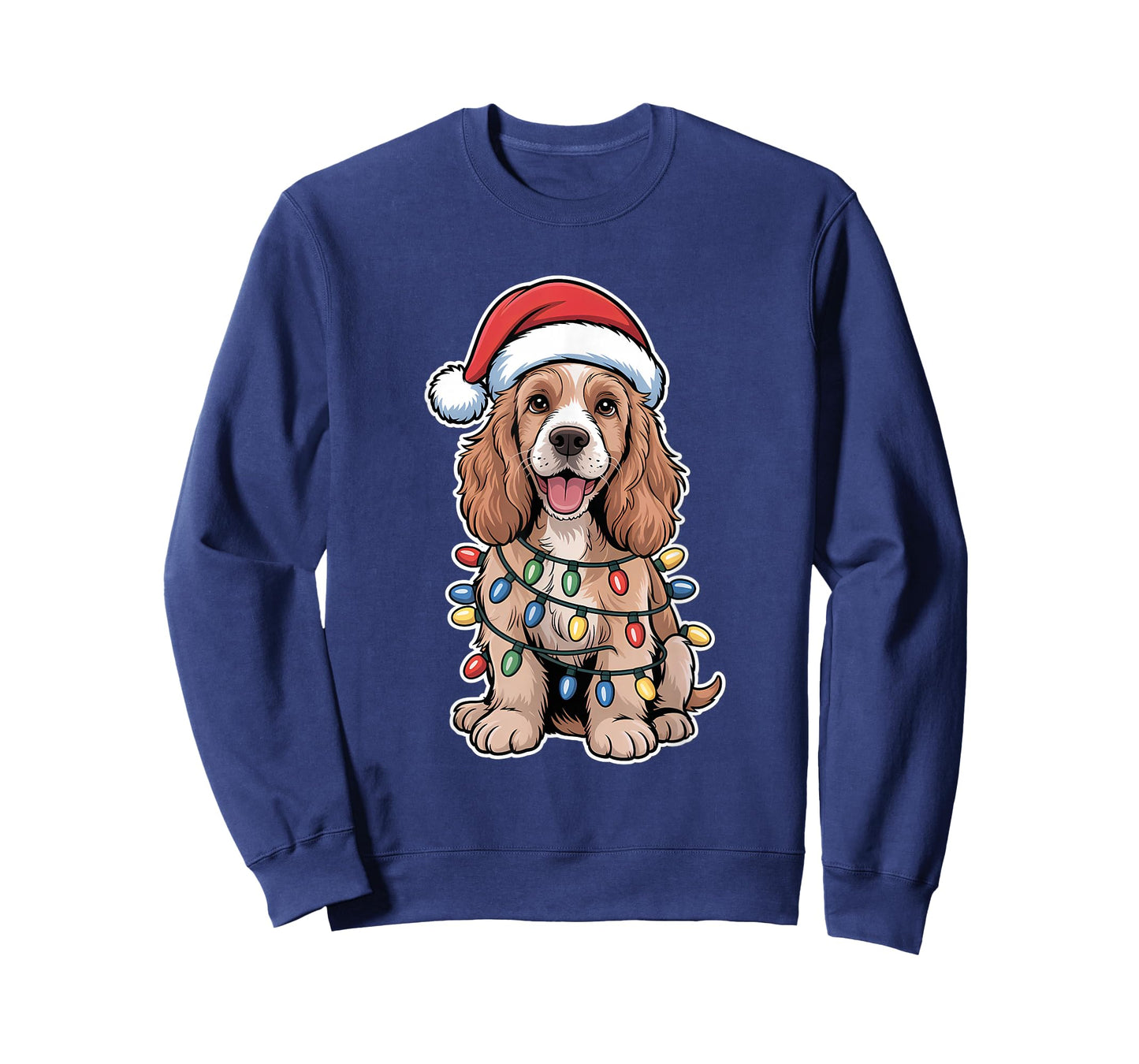 English Cocker Spaniel Wrapped in Christmas Lights T-Shirt