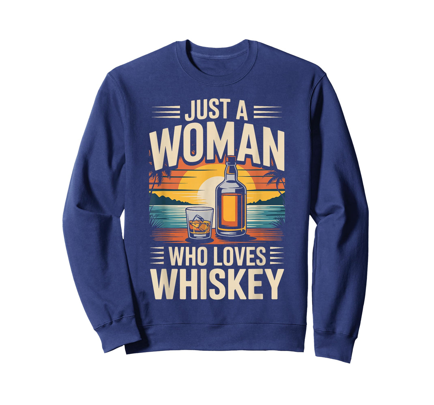 Just A Woman Who Loves Whiskey Sunset Retro Whiskey T-Shirt