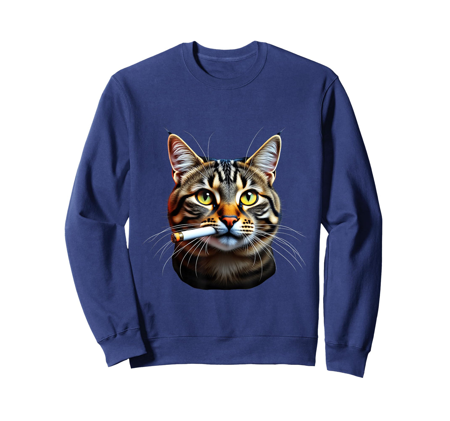 Smoky Cat with Cigarette Whiskers Fun T-Shirt