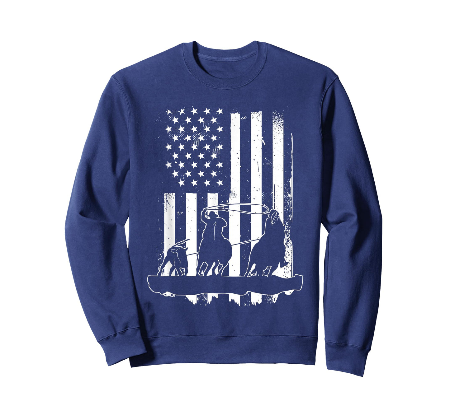 USA Flag Team Roping Design Rodeo Western Horse Country T-Shirt