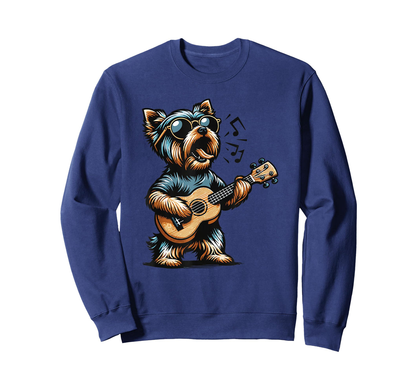 Dog Playing Guitar Singing Yorkshire Terrier Funny Yorkie T-Shirt