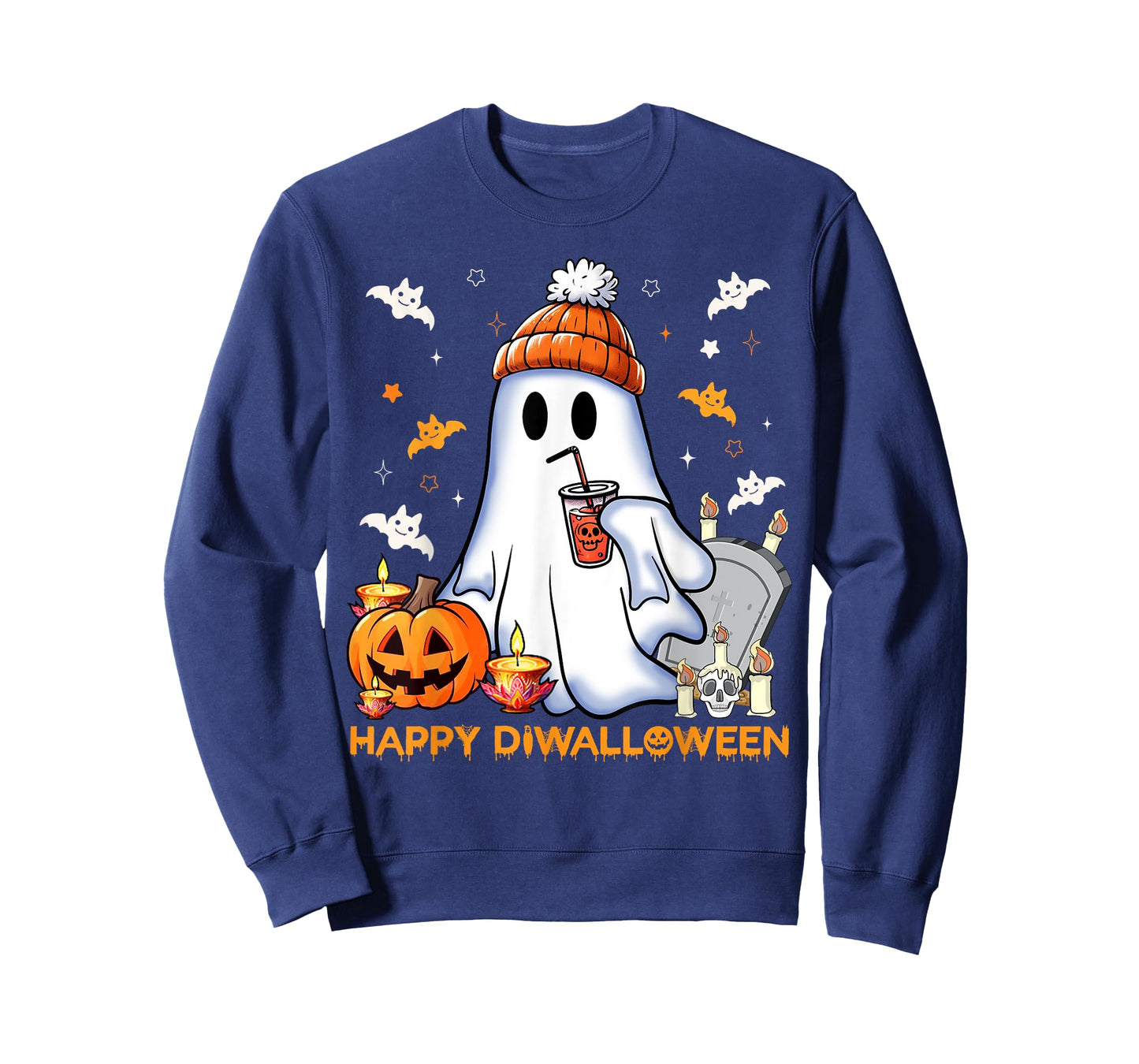 Happy Diwalloween Diwali Halloween Costume Unisex Adult T-Shirt Black Small Short Sleeve Modern Mandarin Collar Cartoon Applique Diwali Halloween Fusion T-Shirt