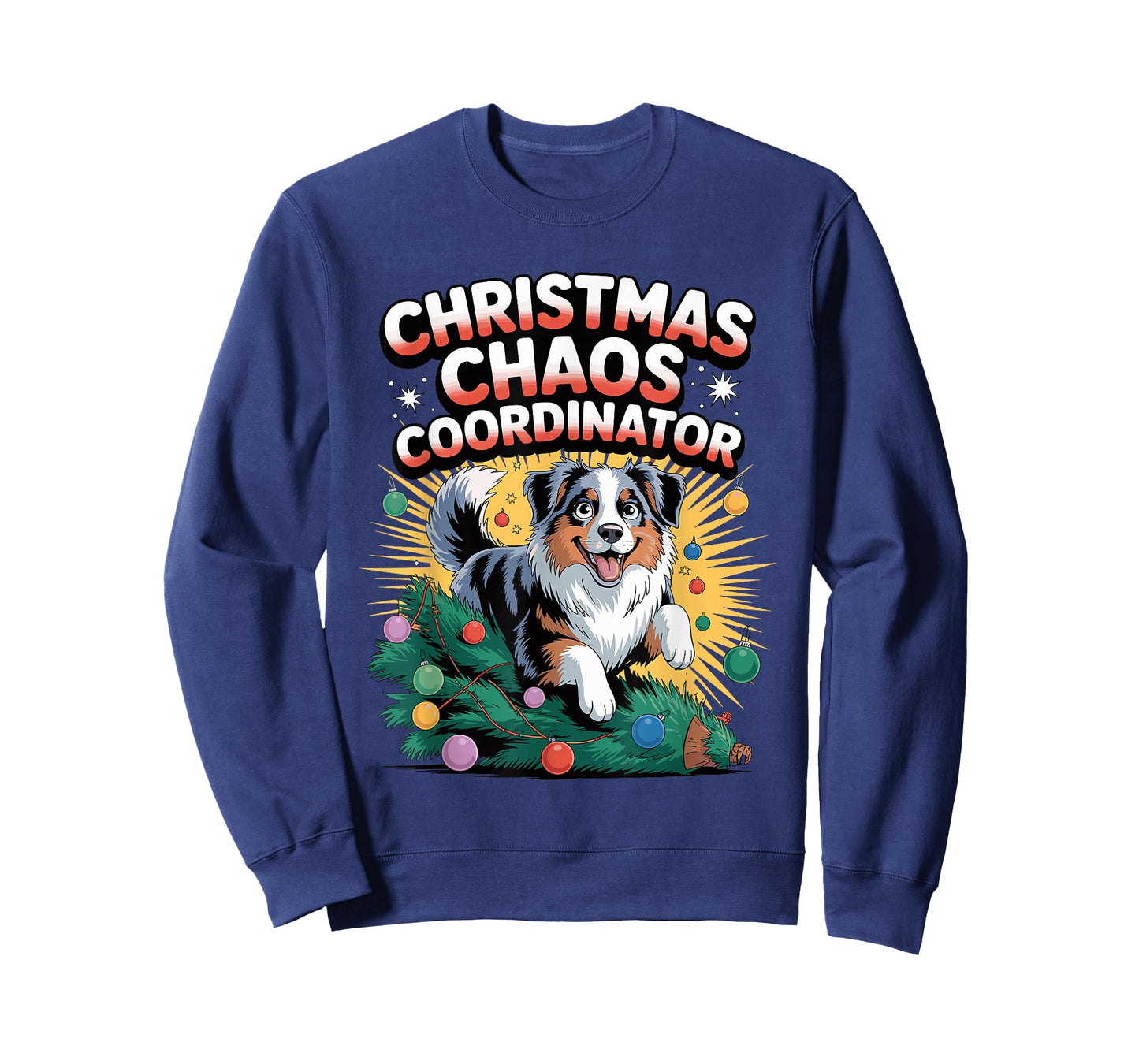 Christmas Chaos Coordinator Xmas Dog Australian Shepherd T-Shirt