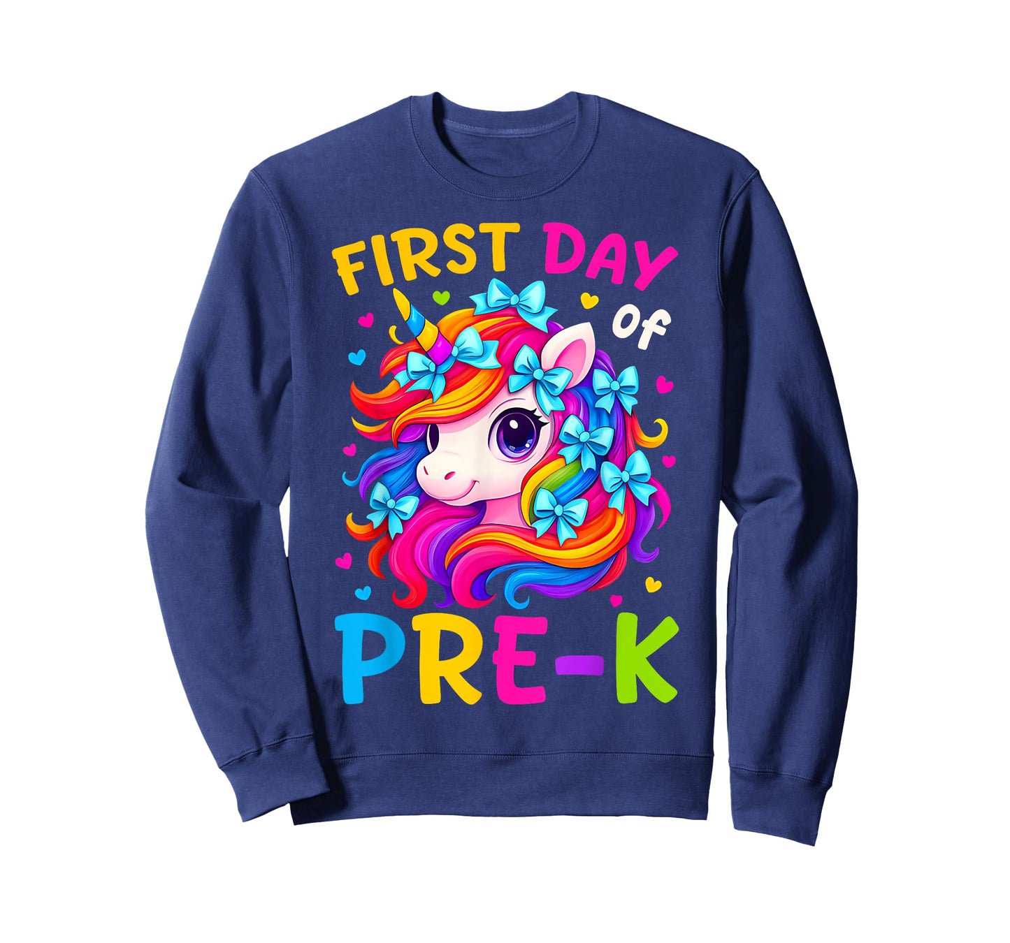 First Day of Pre-K Kids Girl Bow Unicorn Back To School Prek T-Shirt