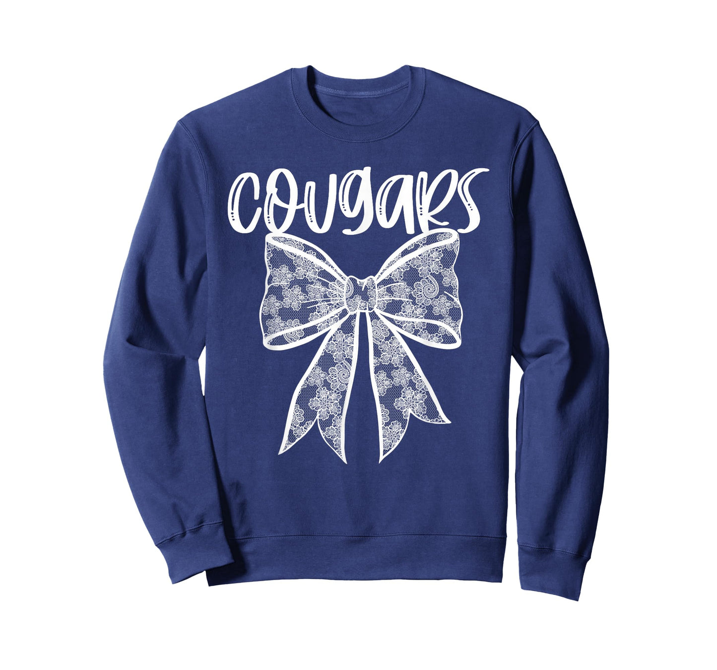 Cougars Coquette Aesthetic Girly Team Mascot Lace Bow Preppy T-Shirt