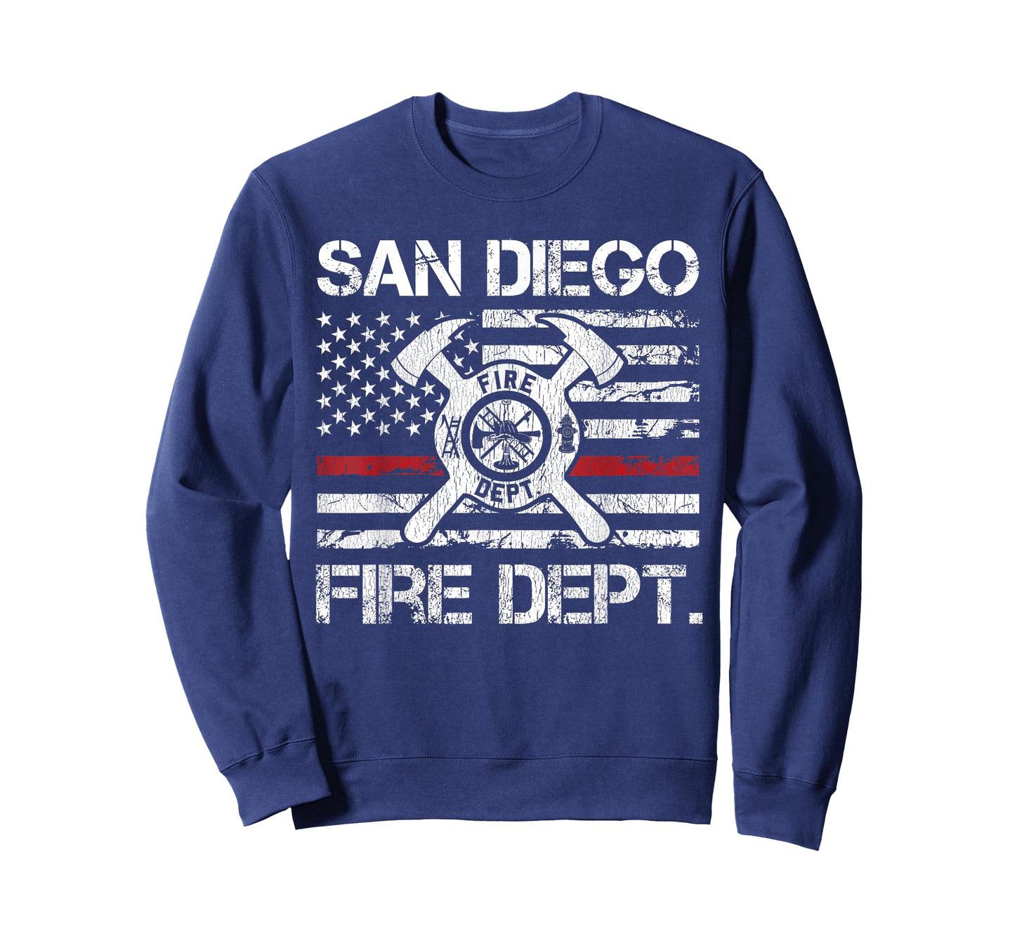 San Diego California Fire Department Thin Red Line Fireman T-Shirt