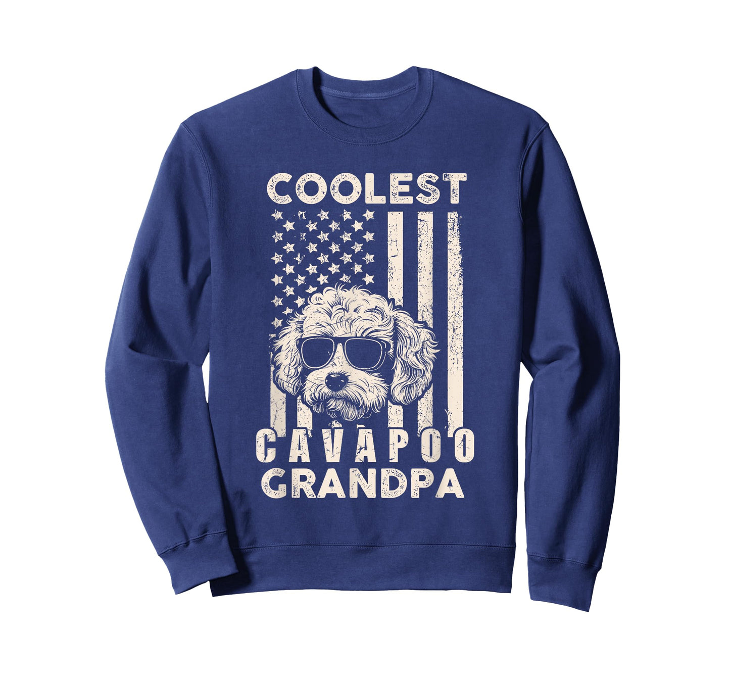 Coolest Cavapoo Grandpa Vintage American Flag Funny Dog Xmas T-Shirt