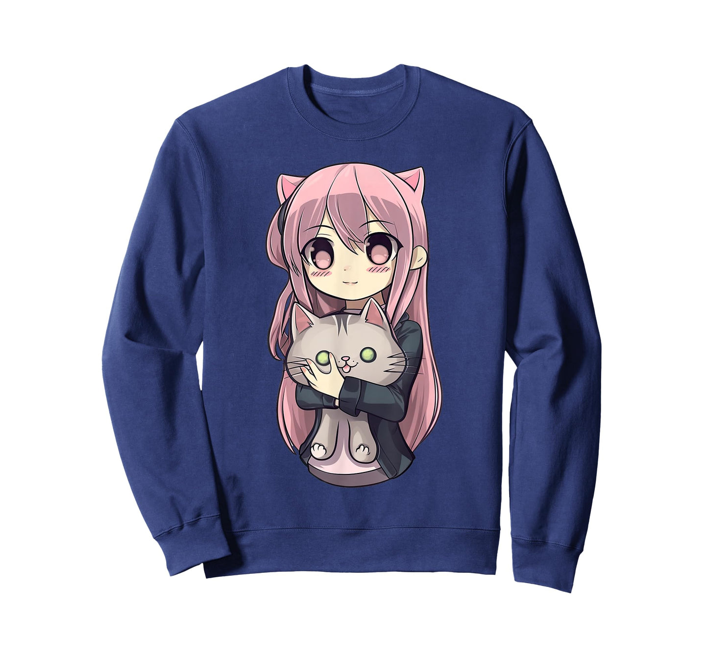 Anime and Cats Kawaii Cute Teen Otaku Girl with Cat T-Shirt