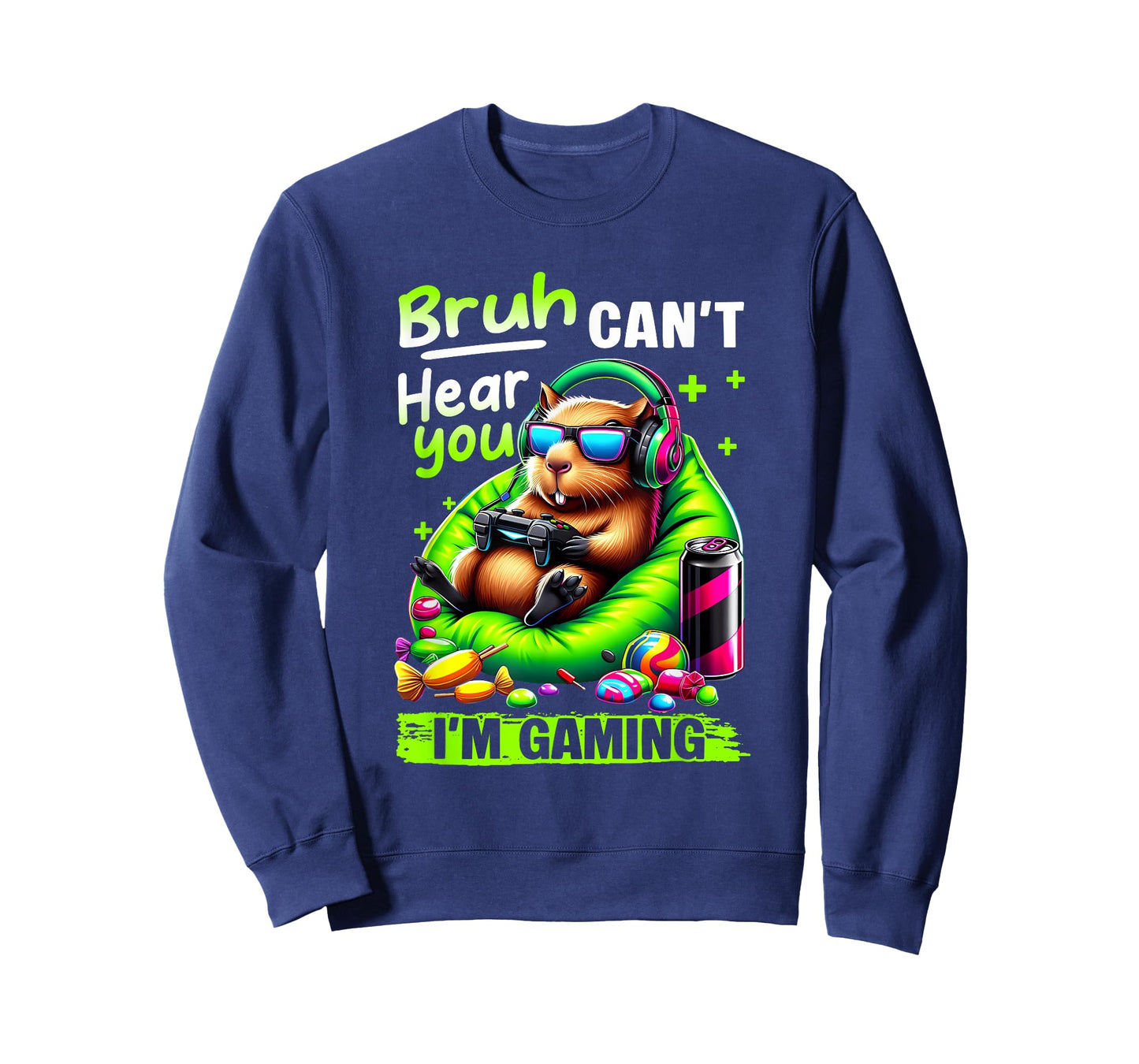 Bruh Can't Hear You I'm Gaming Funny Capybara Relaxing Gamer T-Shirt