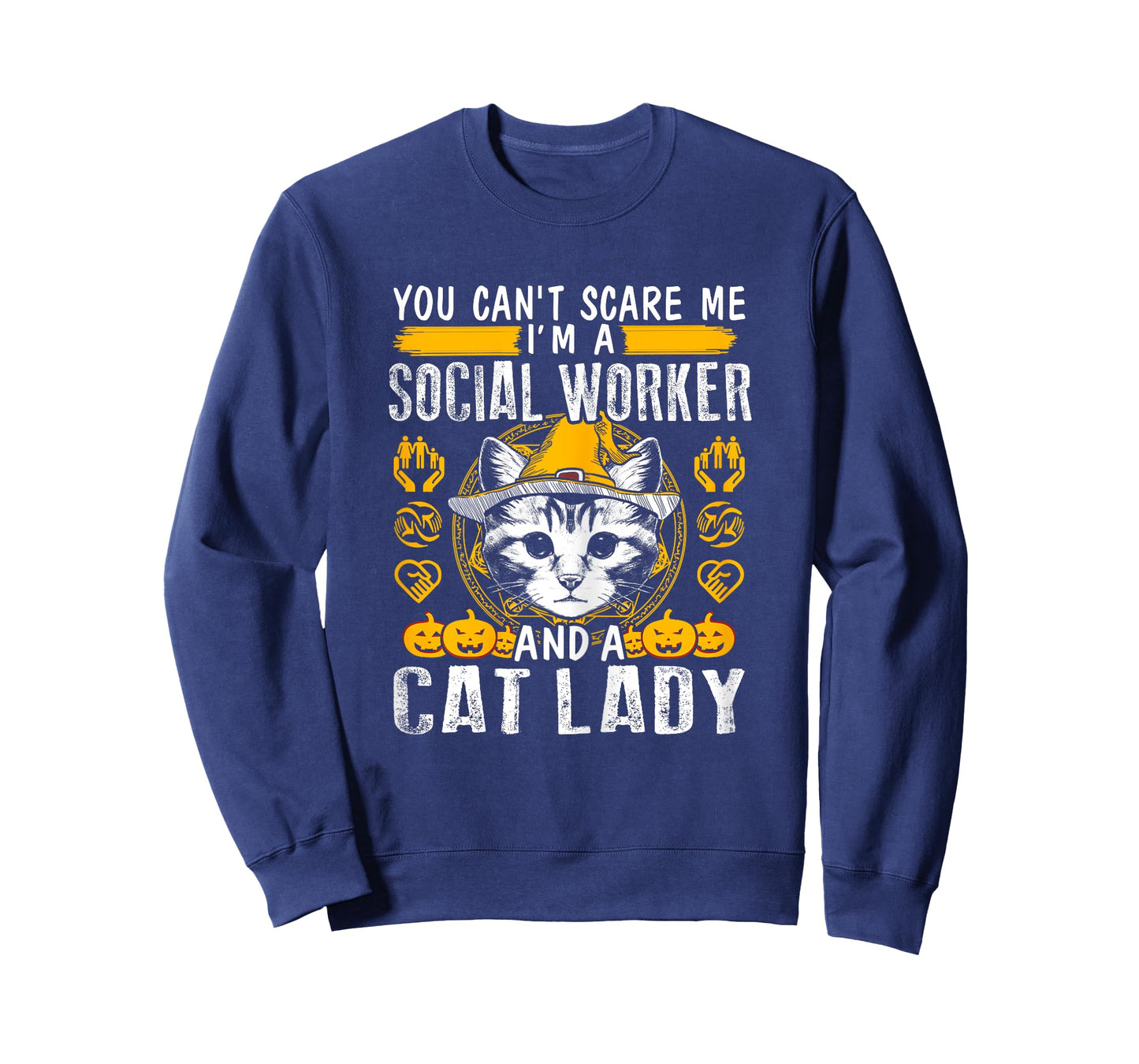 Womens Can't Scare Me Cat Lady And A Social Worker T-shirt