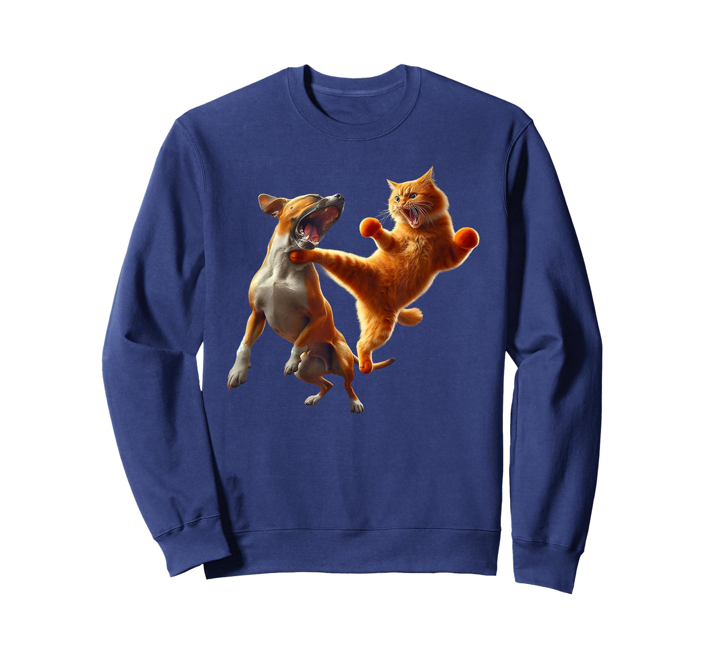 Dog Vs Cat Kick Boxing Fighting Funny Cat Joke Pun Graphic T-Shirt