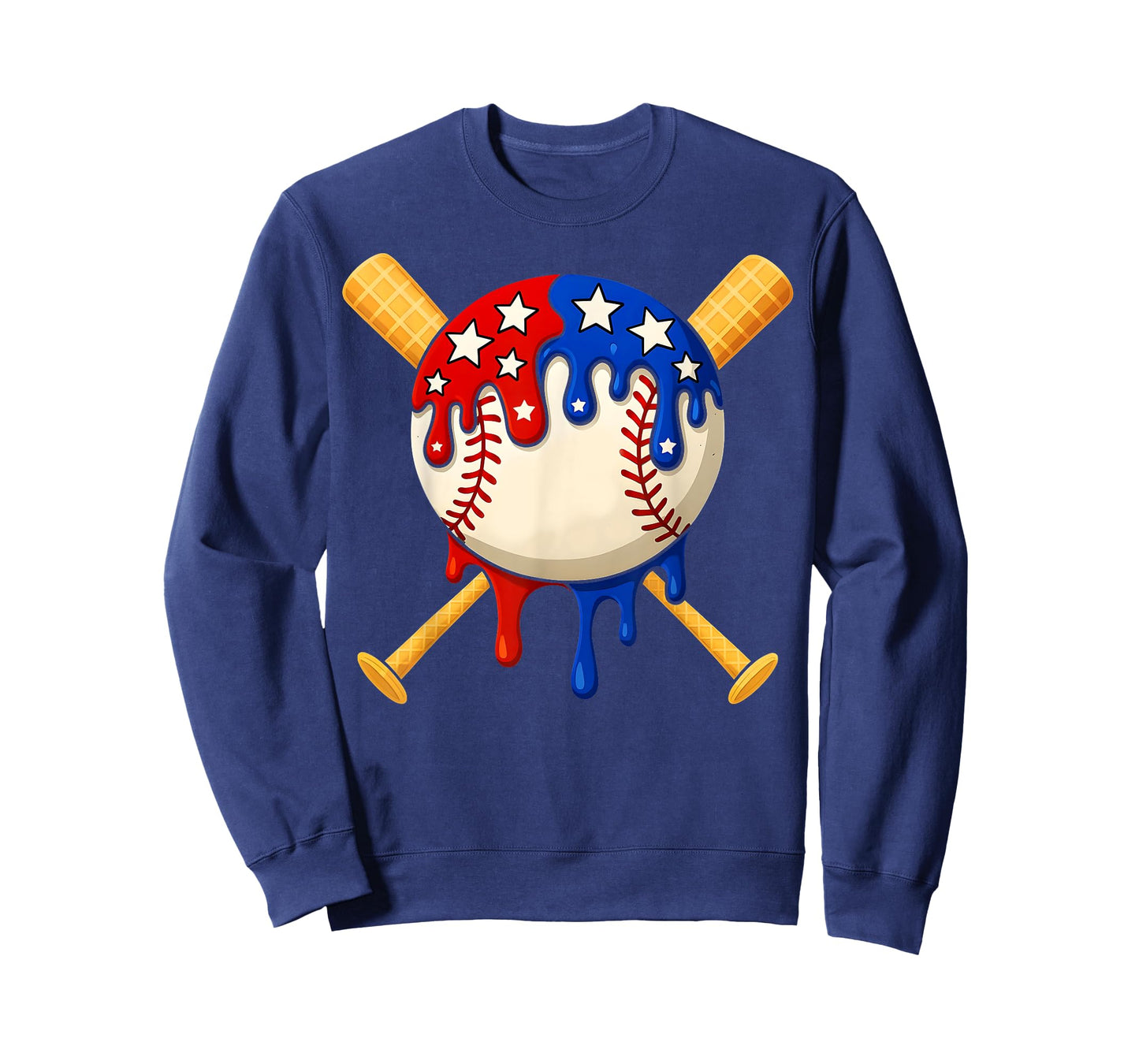 Baseball Drip American Flag Bat 4th Of July Patriotic Boys T-Shirt