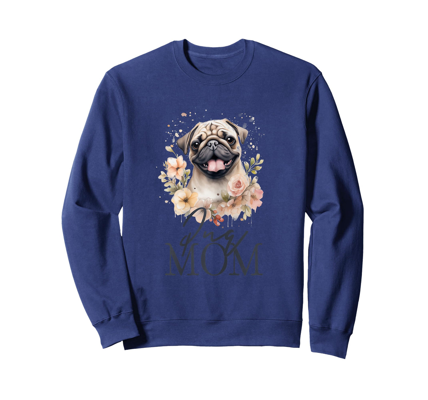 Pug Mom Cute Vintage Flowers Floral Dog Mom T-Shirt