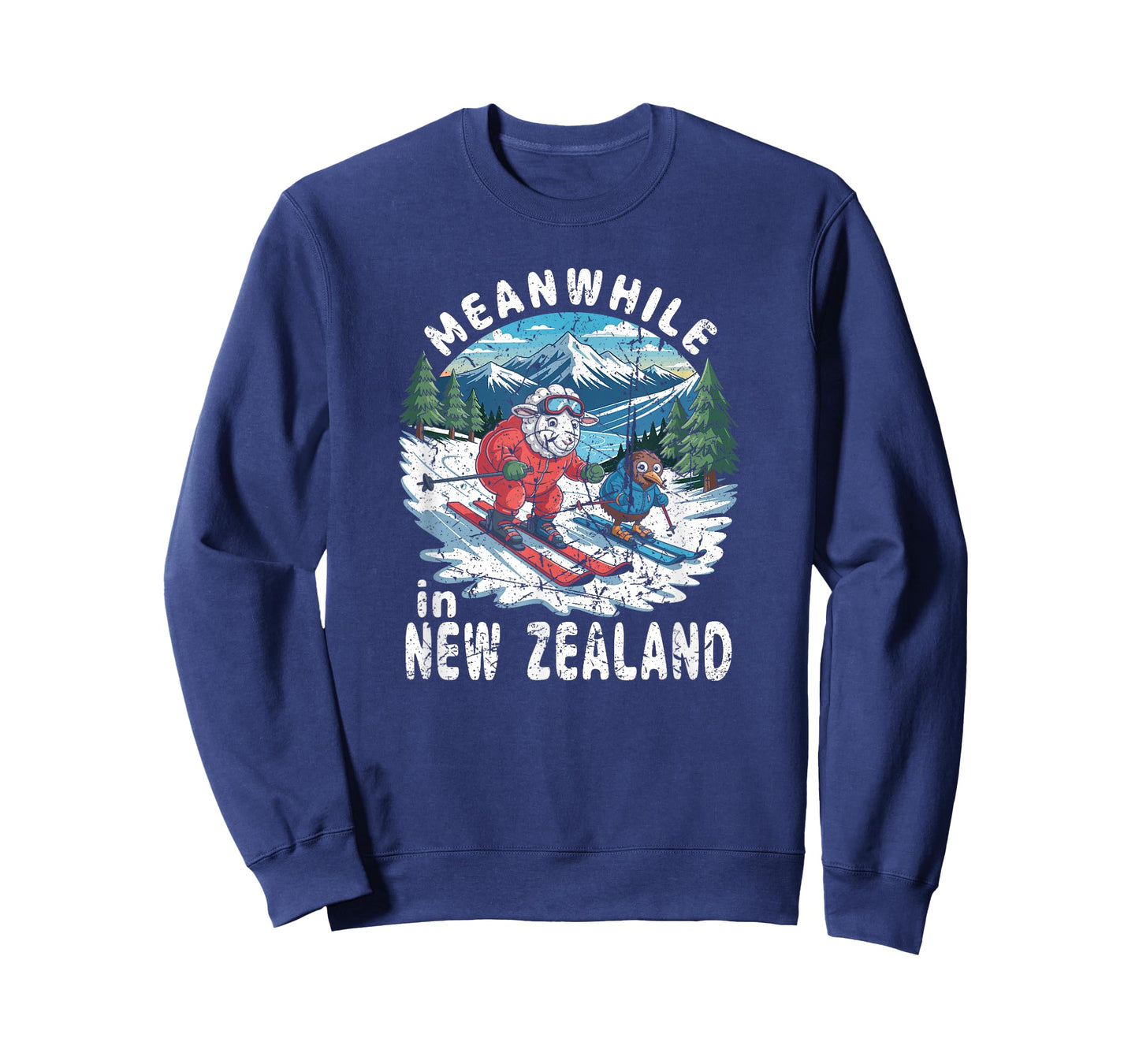Meanwhile in New Zealand Kiwi Sheep Skiing Winter Souvenir T-Shirt