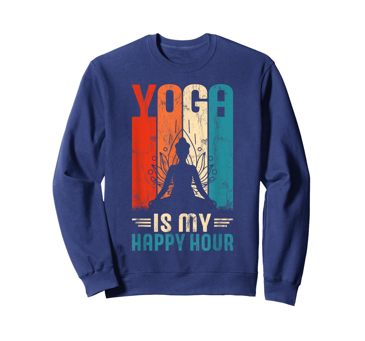 Retro Yoga Graphic Funny Saying Yoga Is My Happy Hour T-Shirt