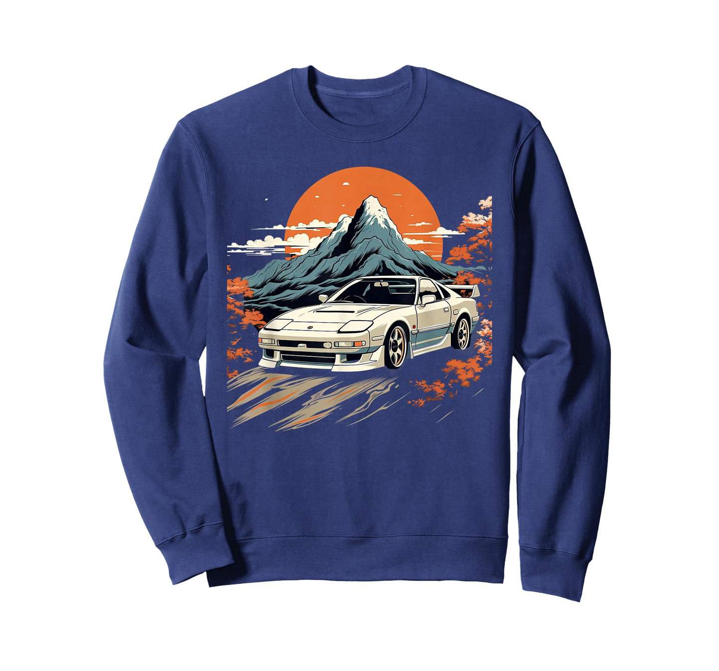 Retro Japanese Drift Car Racing Mount Fuji Sunset Scene T-Shirt