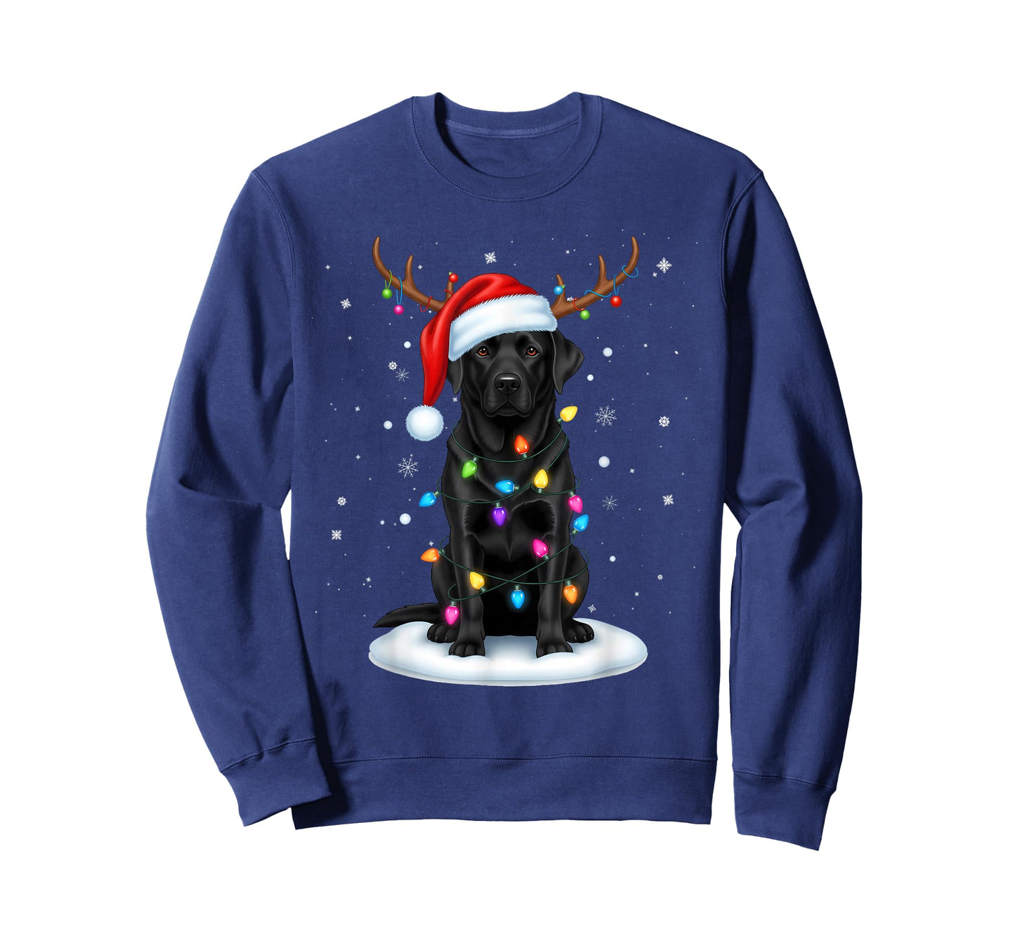 Black Lab Labrador Christmas Dog Reindeer Lights Pajama Xmas T-Shirt