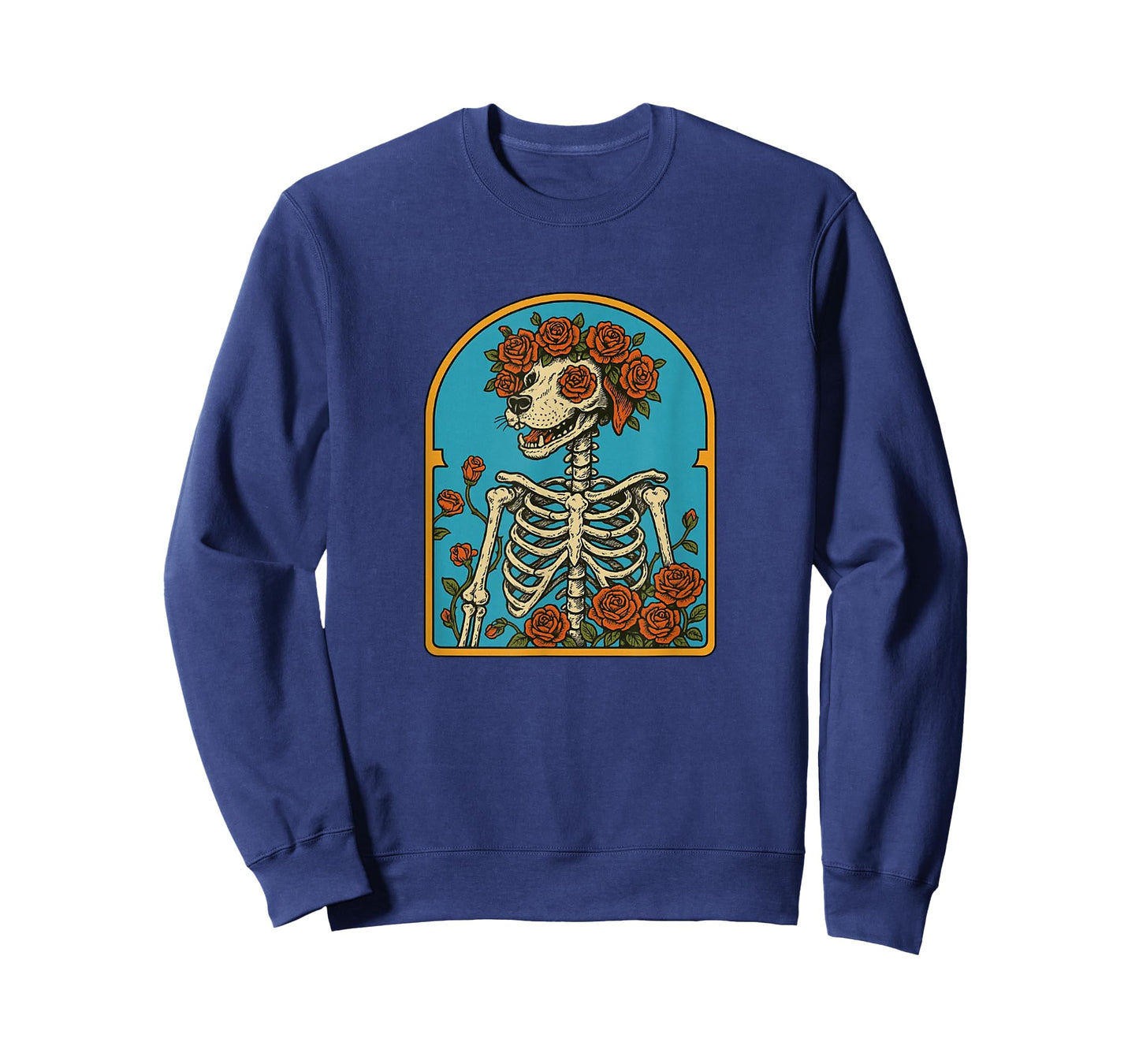 Floral Dog Skeleton,Grateful Skeleton Funny Halloween T-Shirt