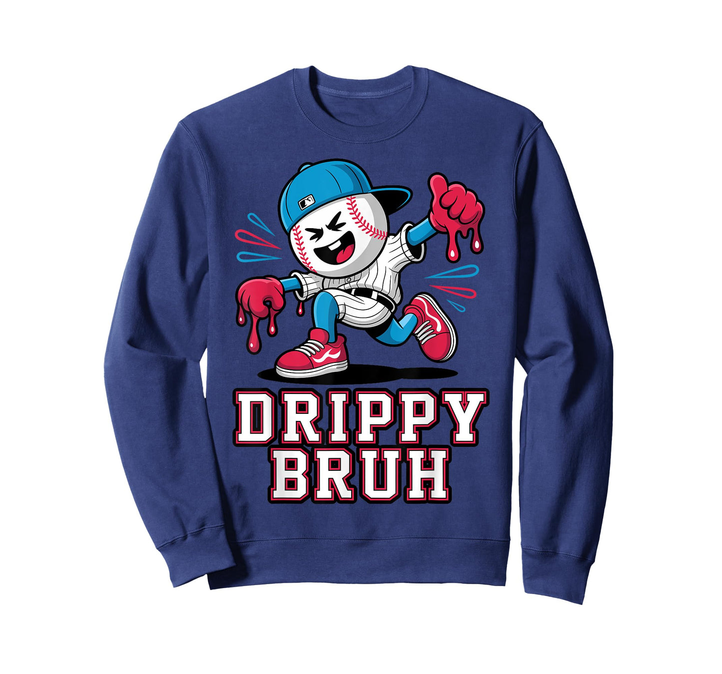Funny Baseball Drip Bruh for Boys Kids Dripping Ice Cream T-Shirt