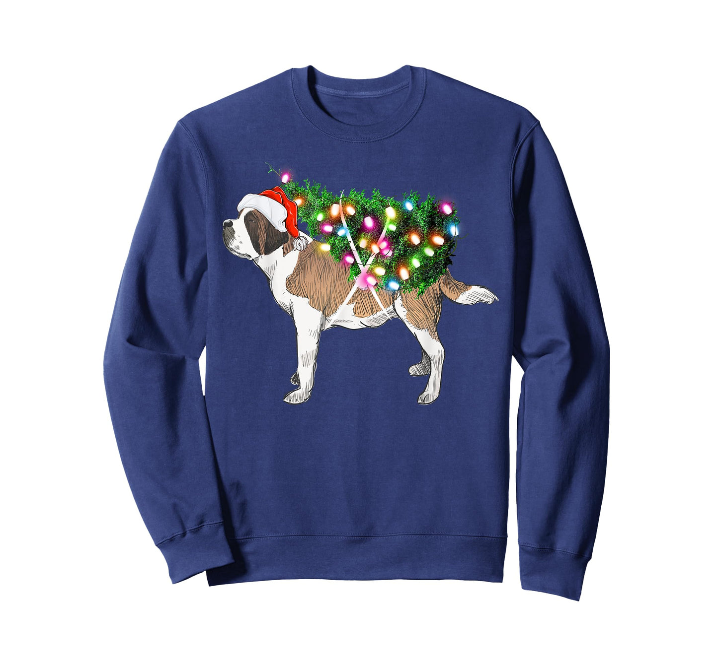 Saint Bernard Dog Xmas Tree Lighting Christmas Men Women Kids T-Shirt