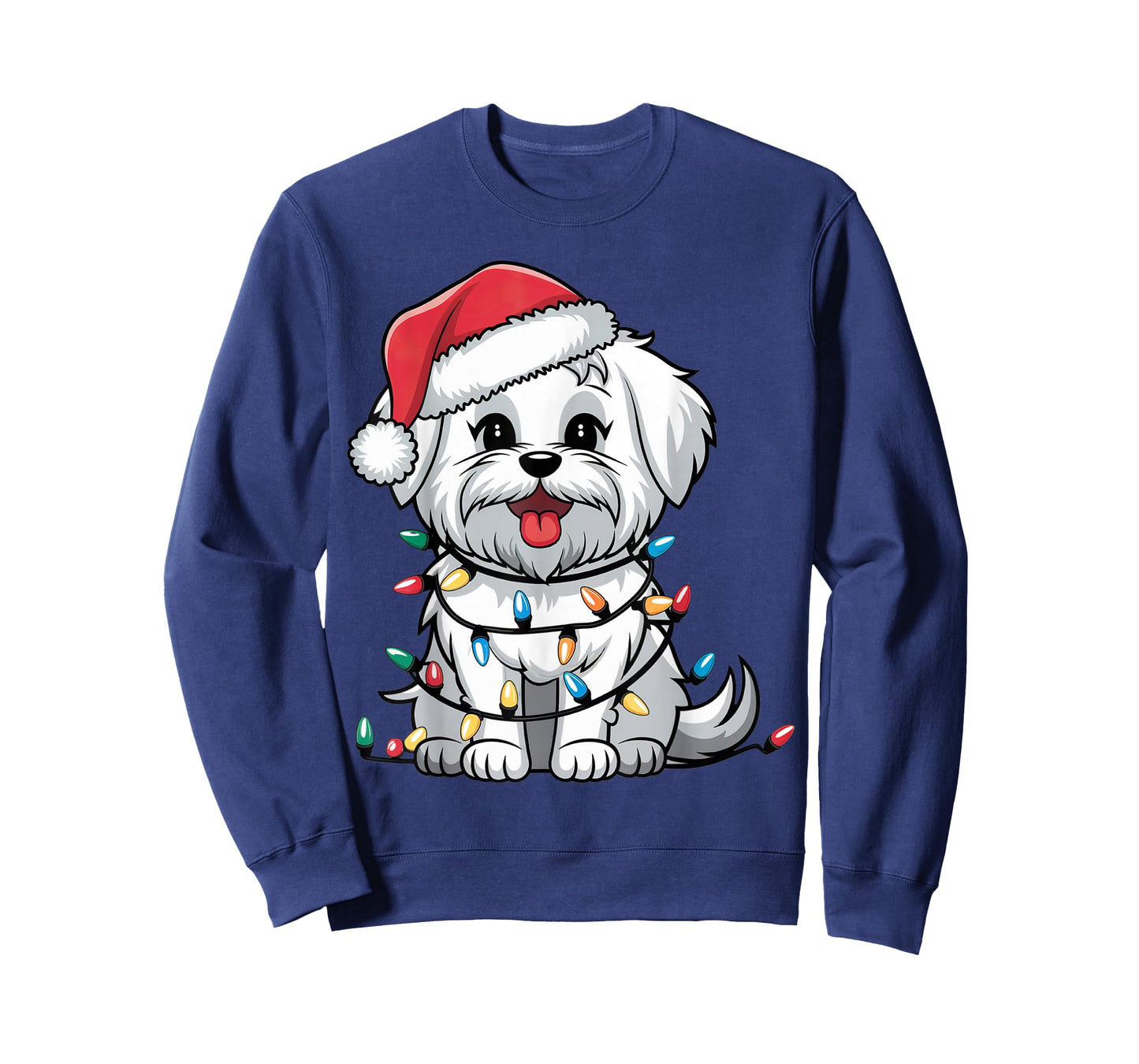 Maltese Christmas Lights Xmas Dogs Gifts for Men Women Kids T-Shirt