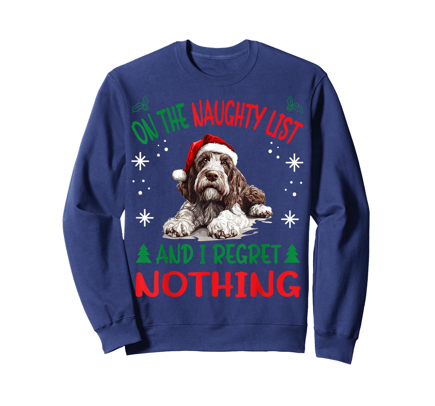 Cute Spinone Italiano Dog Christmas On The Naughty List and T-Shirt