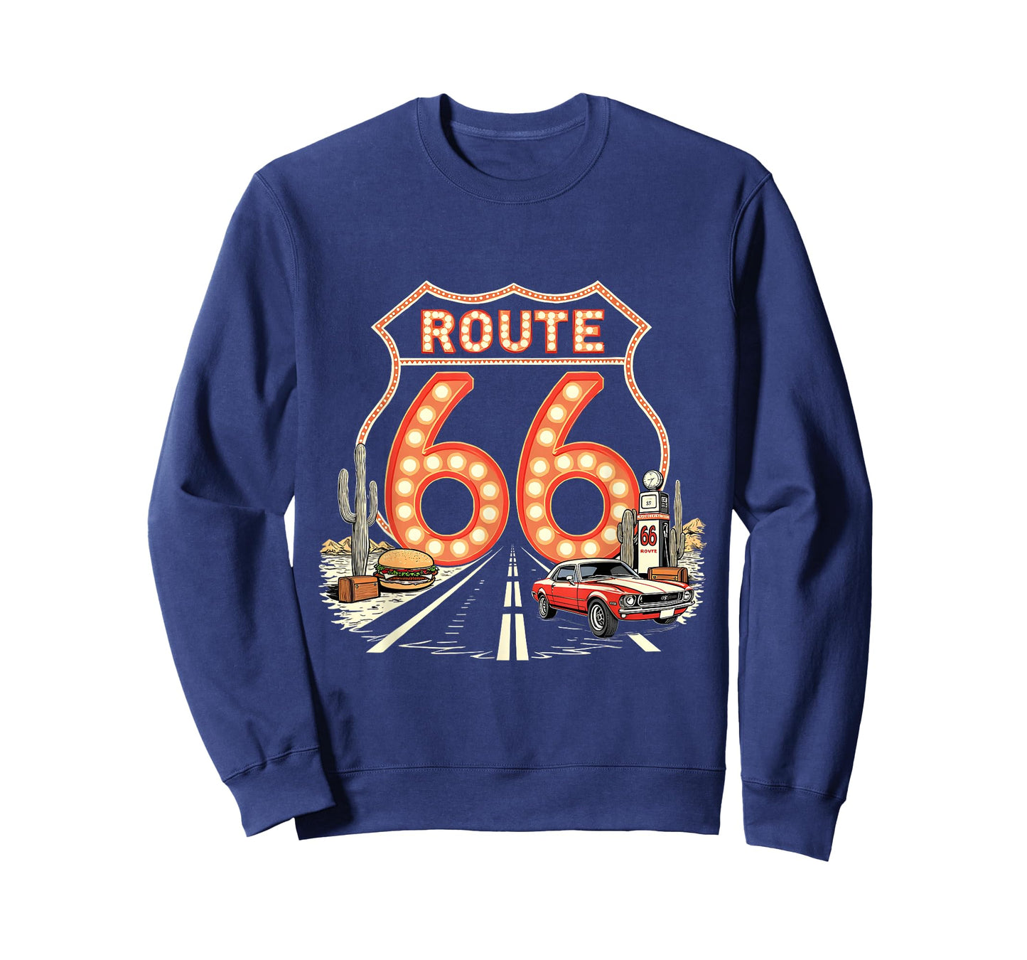 Retro Road Trip 66 Lights Design with Classic Muscle Car T-Shirt