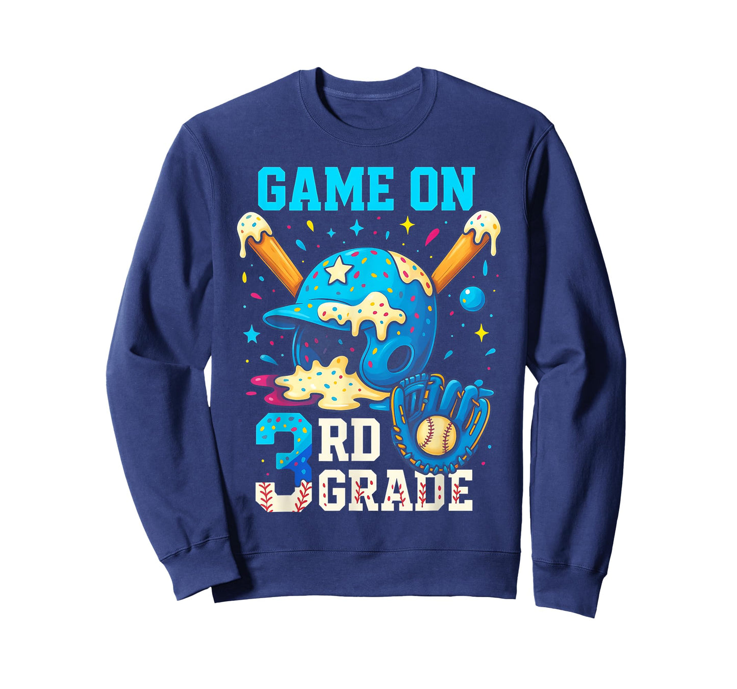 3rd Grade Back To School Baseball Drip Ice Cream Game On T-Shirt