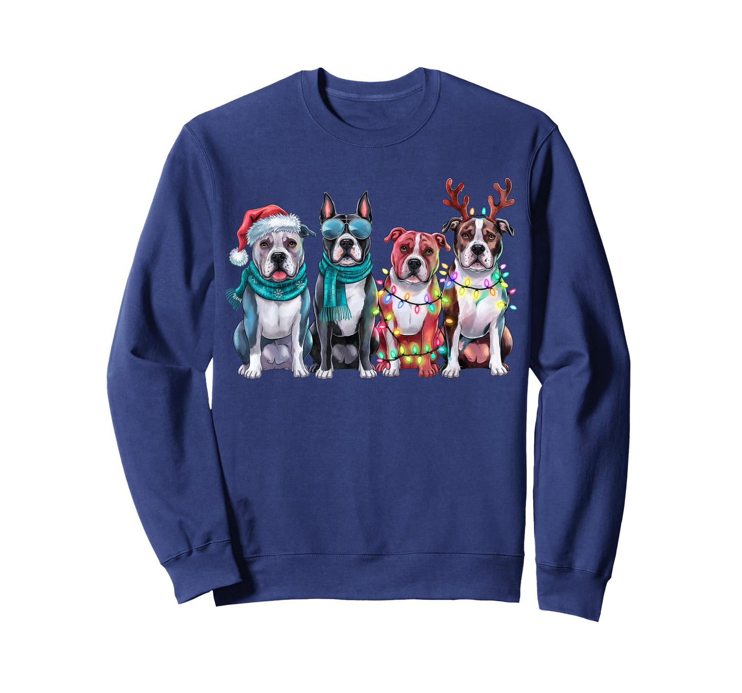 Pitbull Reindeer Christmas Lights Dog Lover Xmas Pajama T-Shirt