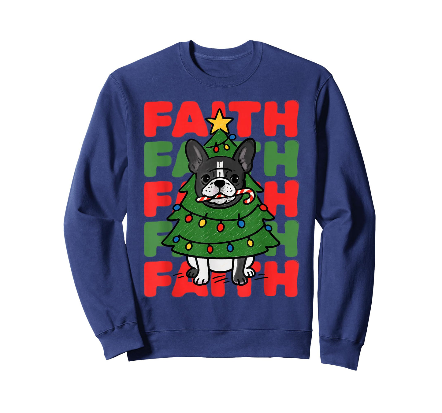 Dog Christmas Faith French Bulldog Puppy Family Group T-Shirt
